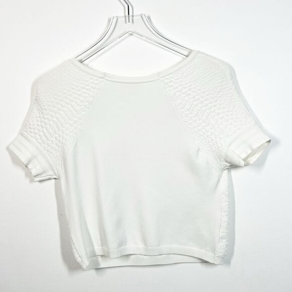 Ramy Brook Women’s Size XS Cream White Oversized Textured Sweater Crop Top - Picture 2 of 7